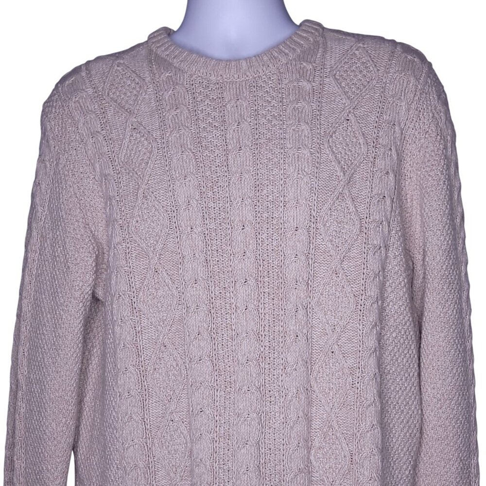 Old Navy Mens Beige Cable Knit Sweater XL Crewneck Long Sleeve Winter Pullover